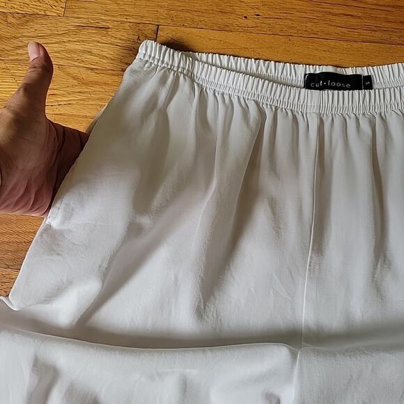 Cut Loose White Tencel Cropped Barrel Pants High Rise Pull On Beach Coastal - Picture 3 of 13